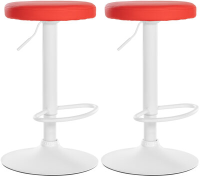 2-delige set barkrukken Pento kunstleer wit, Rood