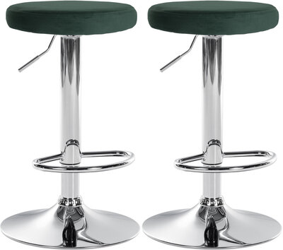 2-delige set barkrukken Pento fluweel chroom, Groen