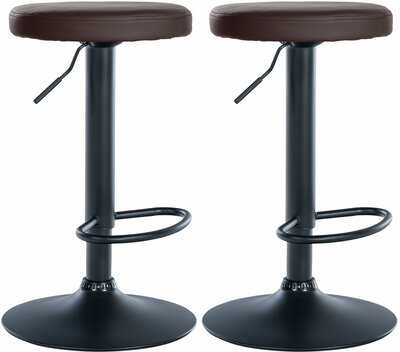 2-delige set barkrukken Pento kunstleer zwart, Bruin
