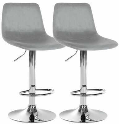 2-delige set barstoelen Dovi fluweel chroom, Grijs