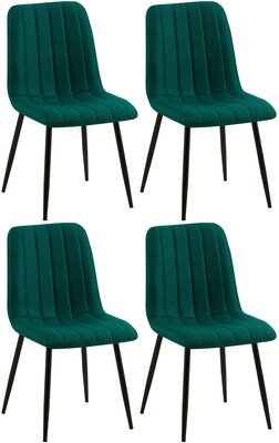 4-delige set stoelen Dojin stof, Groen