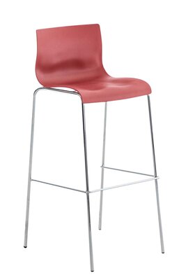 Barstoel Heovor Chroom 4-poot Frame, Rood
