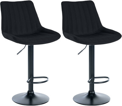 2-delige set barkruk Tino stof zwart, Zwart