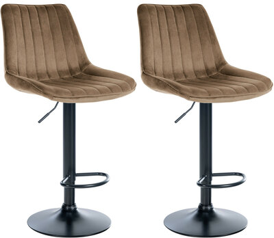 2-delige set barkruk Tino fluweel zwart, Bruin