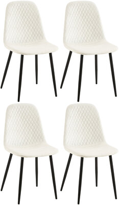 4-delige set stoelen Gevirny fluweel, Creme
