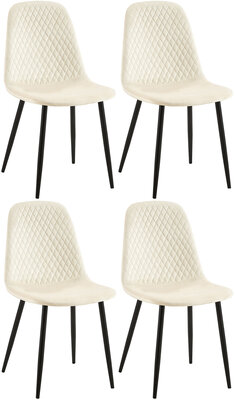 4-delige set stoelen Gevirny fluweel, Creme