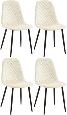 4-delige set stoelen Gevirny fluweel, Creme