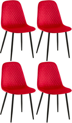 4-delige set stoelen Gevirny Fluweel, Rood