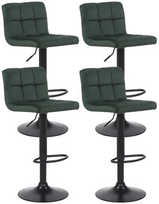 4-delige set barstoelen Fine fluweel, Groen