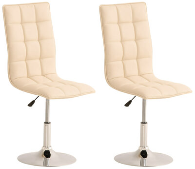 2-delige set eetkamerstoelen Pikeng, Creme