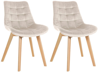 2-delige set stoelen Briik Fluweel, Creme