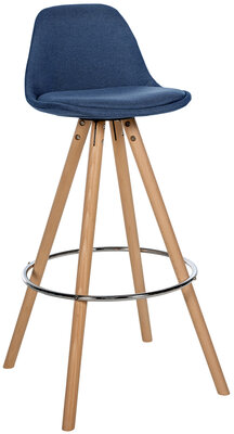 Barkruk Cirbon Stof Rond naturel, Blauw