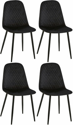 4-delige set stoelen Gevirny fluweel, Zwart