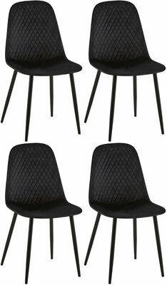 4-delige set stoelen Gevirny fluweel, Zwart