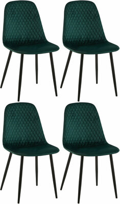 4-delige set stoelen Gevirny fluweel, Groen
