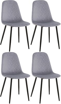 4-delige set stoelen Gevirny fluweel, Grijs