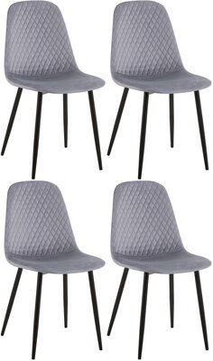 4-delige set stoelen Gevirny fluweel, Grijs