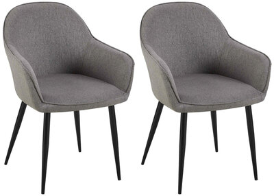 2-delige set eetkamerstoelen Beiso Stof, Grijs