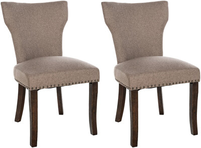 Set van 2 eetkamerstoelen Zidir Stof antiek-donker, Taupe