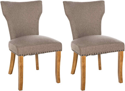 2-delige set eetkamerstoel Zidir stof antiek-licht, Taupe