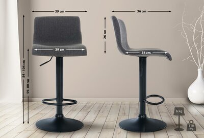 Barstoel Heovor Stof B, Grijs