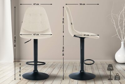 Barstoel Ilmiri Stof B, Creme