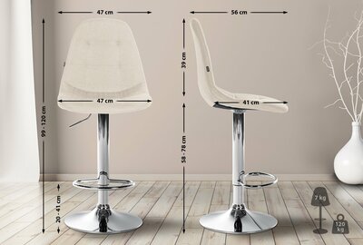 Barstoel Ilmiri Stof C, Creme