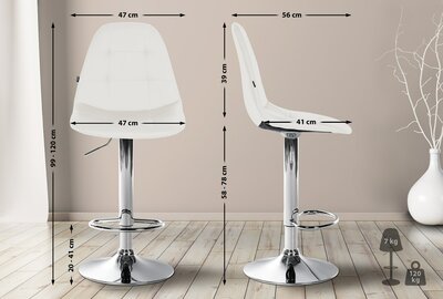 Barstoel Ilmiri Kunstleer C, Wit