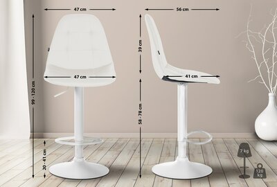 Barstoel Ilmiri Kunstleer W, Wit