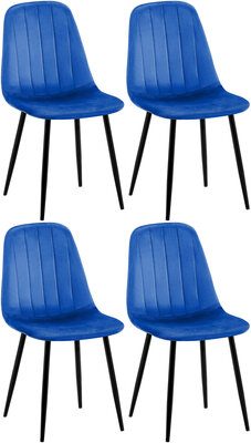 4-delige set eetkamerstoel Bextar fluweel, Blauw