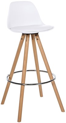 Barstoel Cirbon Kunstleer Rond naturel, Wit