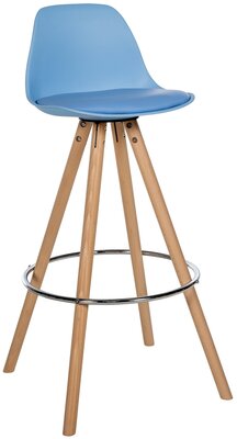 Barstoel Cirbon Kunstleer Rond naturel, Blauw