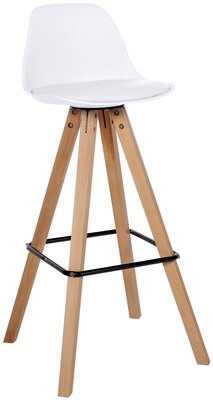 Barkruk Cirbon Kunstleer Vierkant natuur, Wit