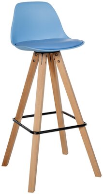 Barstoel Cirbon Kunstleer Vierkant natuur, Blauw
