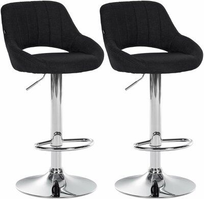 2-delige set barkrukken Melit stof C, Zwart