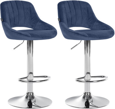 2-delige set barkrukken Melit fluweel C, Blauw
