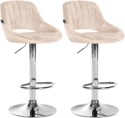 2-delige set barkrukken Melit fluweel C, Creme