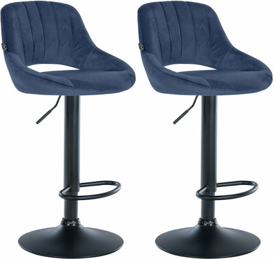 2-delige set barkrukken Melit fluweel B, Blauw