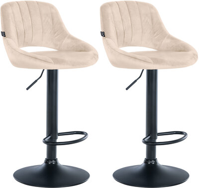 2-delige set barkrukken Melit fluweel B, Creme