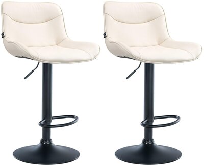 2-delige set barkrukken Venoro kunstleer zwart, Creme