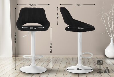 Set van 2 barkrukken Melit Stof W, Zwart