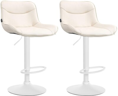 2-delige set barkrukken Venoro kunstleer wit, Creme