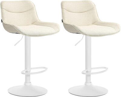 2-delige set barkrukken Venoro stof wit, Creme