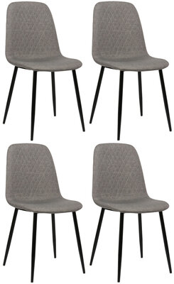 4-delige set stoelen Gevirny Stof, Grijs