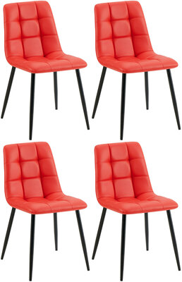 4-delige set eetkamerstoel Entibas kunstleer, Rood