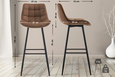 Barkruk Dortfard Fluweel, Bruin