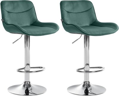 2-delige set barkrukken Venoro fluweel chroom, Groen