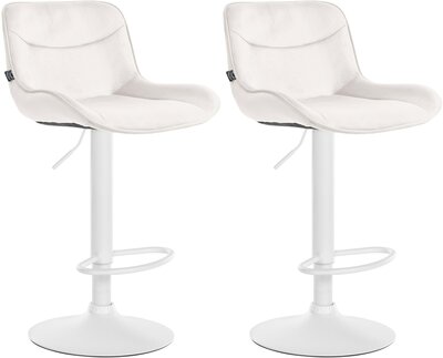 2-delige set barkrukken Venoro fluweel wit, Creme