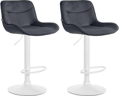2-delige set barkrukken Venoro fluweel wit, Zwart