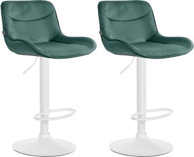 2-delige set barkrukken Venoro fluweel wit, Groen
